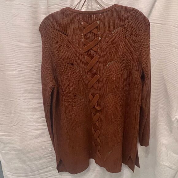 Pink Rose, Size Large - Women's Cardigan w/ Tie Details - Picture 3 of 3